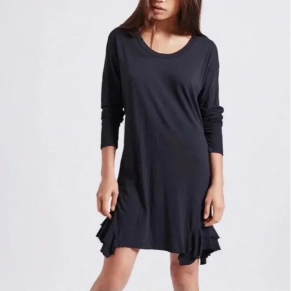 Current/Elliott The Tier Long Sleeve Dress in black, Size 0 XS